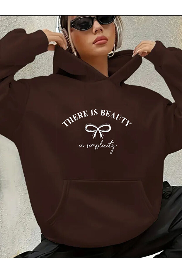 There Is Beauty Printed Fleece Hooded Sweatshirt