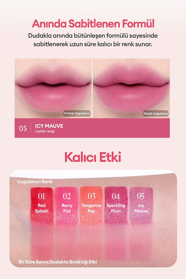 Ultra Kalıcı, Canlı Renk Sunan Hafif Yapılı Tint Water Soda Tint (05 ICY MAUVE) - 6