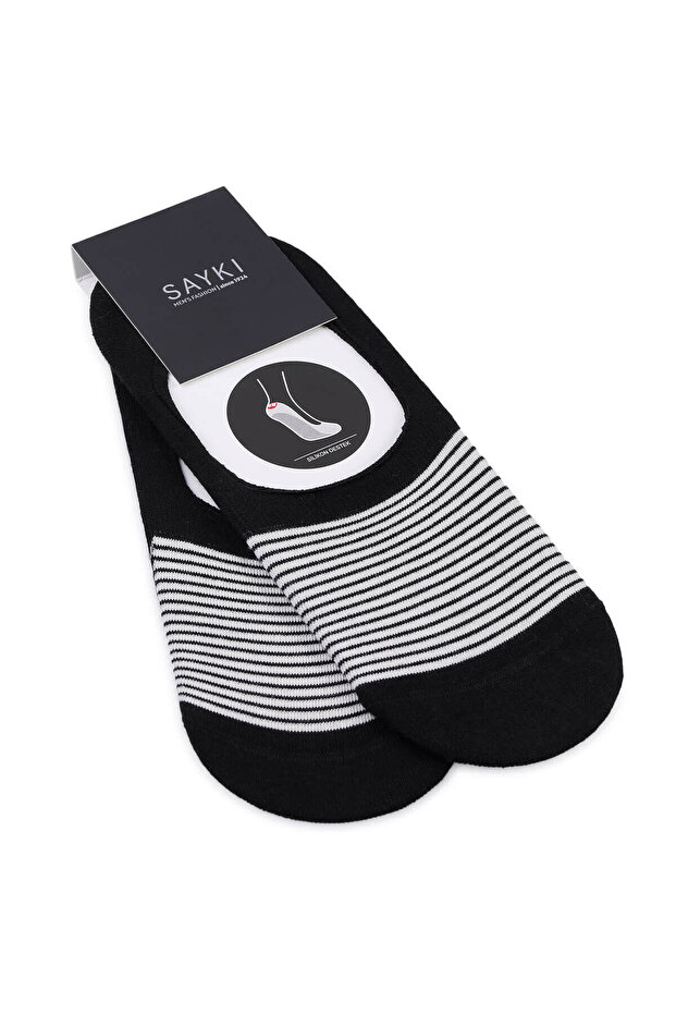 جوارب راقصة الباليه مزدوجة من القطن منقوش باللون الأسود - 1