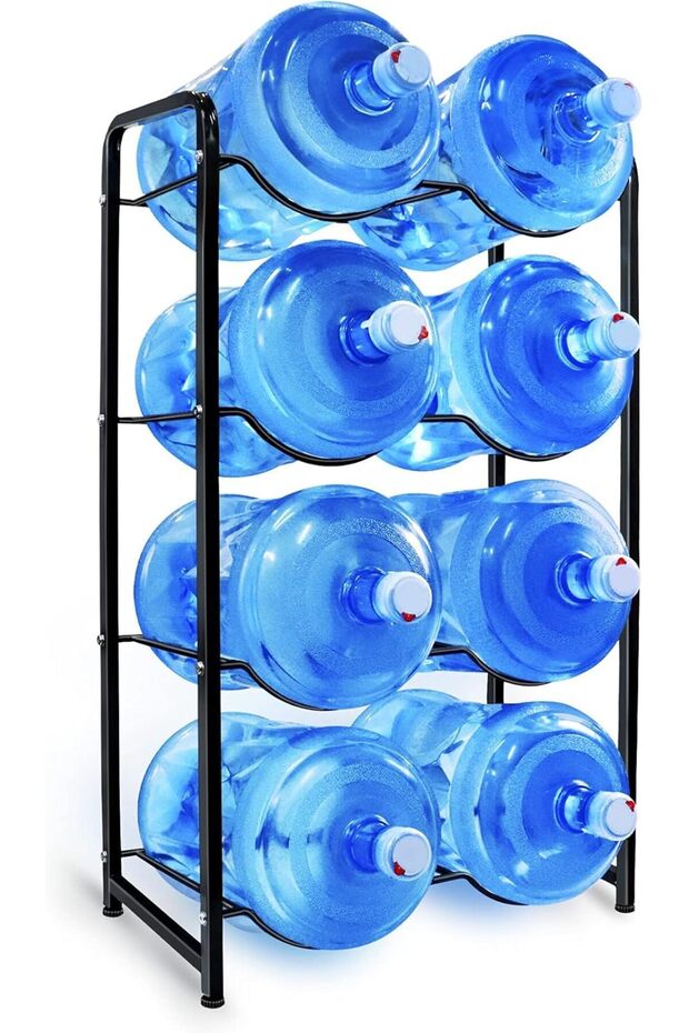 5 Gallon Water Jug Rack (Black),4-Tier Water Jug Holder Storage Rack for 8 Bottles