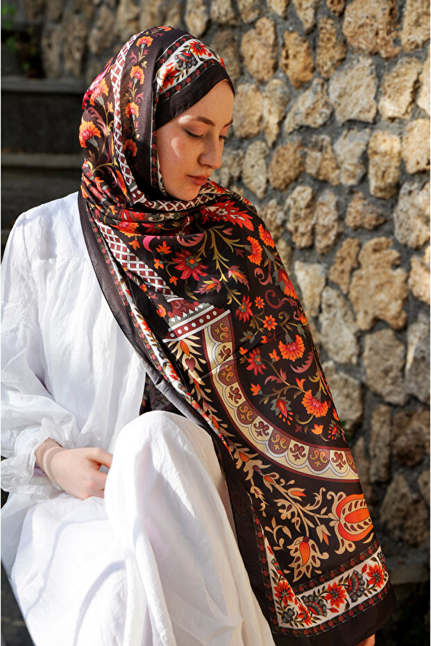 شال حريري بنمط الربيع المخفي من جانجان - 3