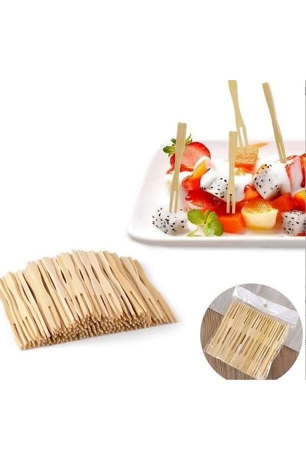 BAMBU KOKTEYL ÇUBUKLARI- SUNUM , KANEPE ÇUBUKLARI - 100 Adet- CİPS ÇATALI- BAMBU KÜRDAN - 1