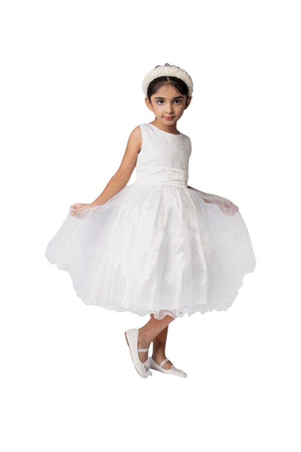 D' Daniela - Sparkly Sequins and Flower Dress - White