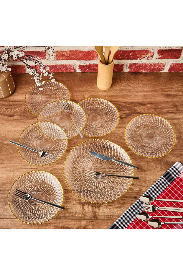 Kitchen Zelazo 7 Parça Pasta Seti - Şeffaf / Altın - 1