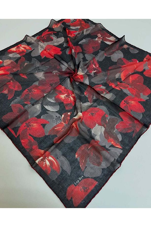 Lop'Res Çiçekli Pamuk Soft Eşarp - 1