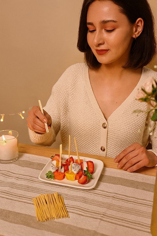 BAMBU KOKTEYL ÇUBUKLARI- SUNUM , KANEPE ÇUBUKLARI - 100 Adet- CİPS ÇATALI- BAMBU KÜRDAN - 2