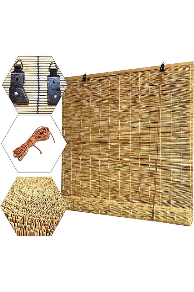 FFD Bamboo Roller Blind Window Curtain Natural Bamboo Blind with Roller Bamboo Shades Light 100cm