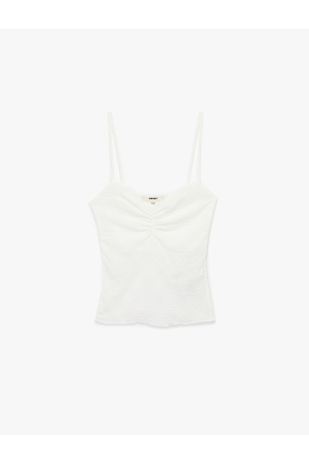 Thin Strap Lace Textured Gathered Undershirt