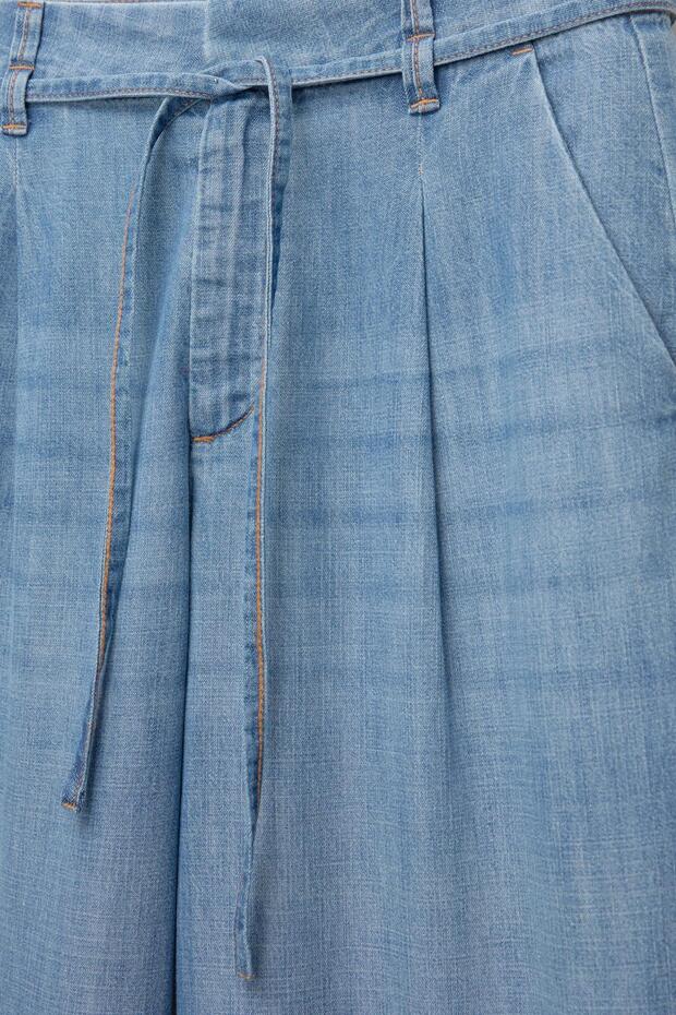 Kordonlu geniş paça jean - 6