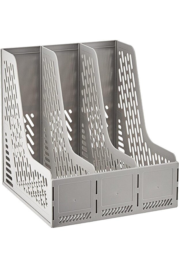 9845 3 Compartment Magazine Holder, Grey