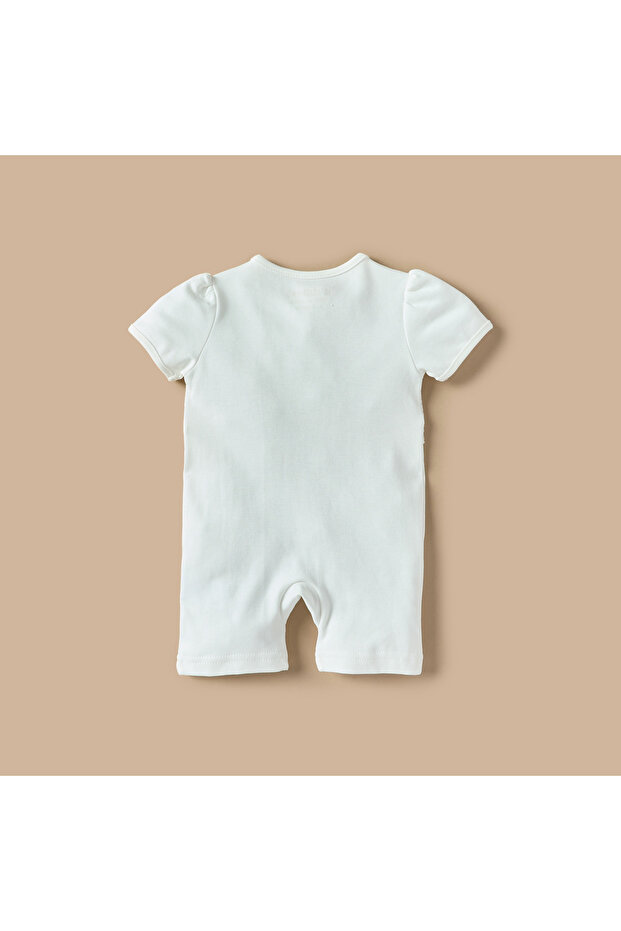 Textured Romper with Snap Button Closure - 4