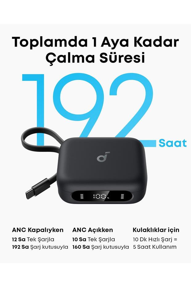Soundcore P41i Dahili Powerbank Özellikli Kablosuz Kulaklık, Siyah - A3937 - 5