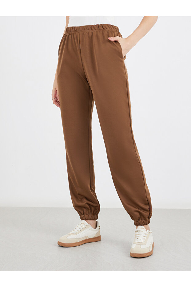 Solid Elastic Waist Cuffed Joggers - 2