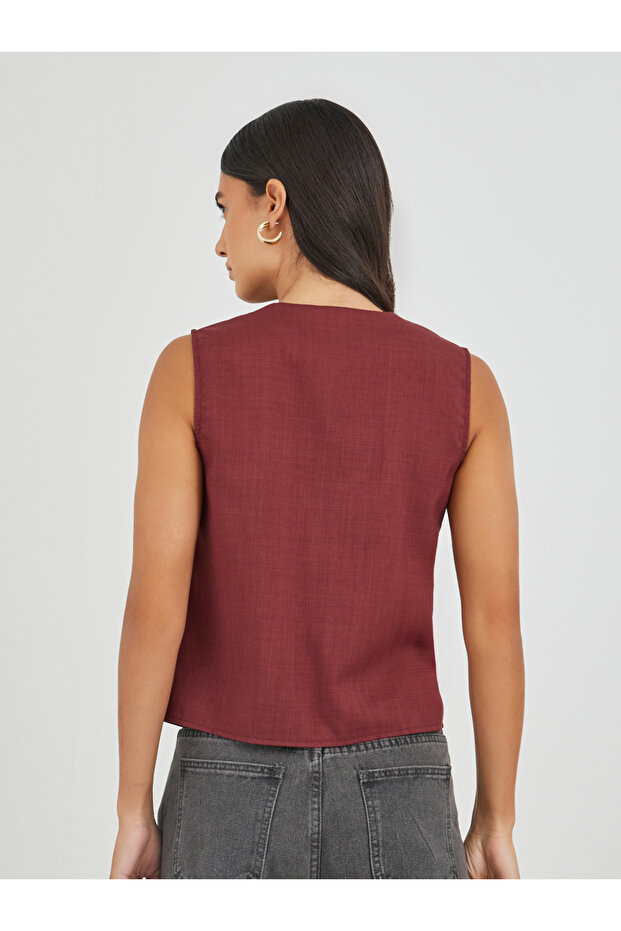 Solid Buttoned Waistcoat - 4