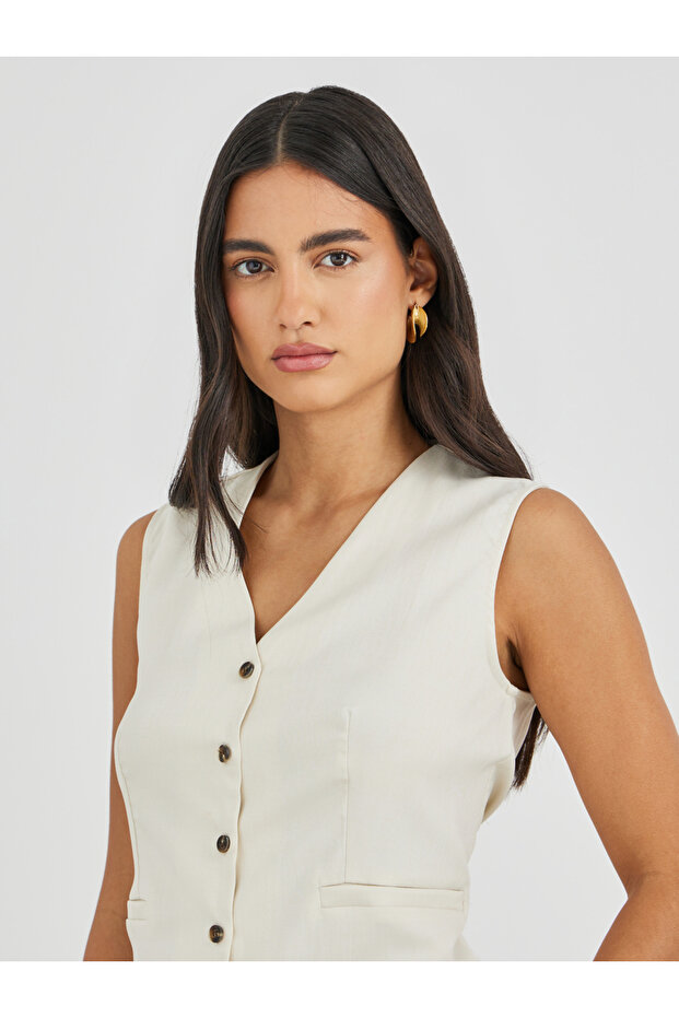 سترة سادة بدون أكمام وأزرار - 3