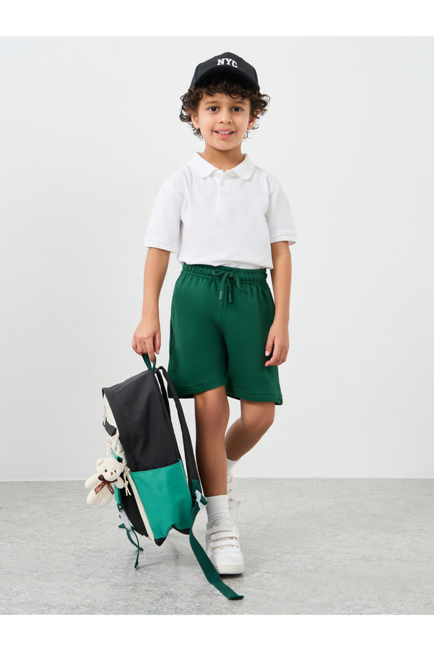 Solid Shorts with Drawstring - 1