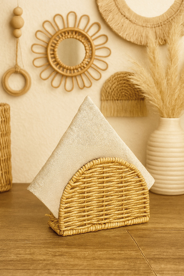 Rattan Oval Hasır Peçetelik - 4