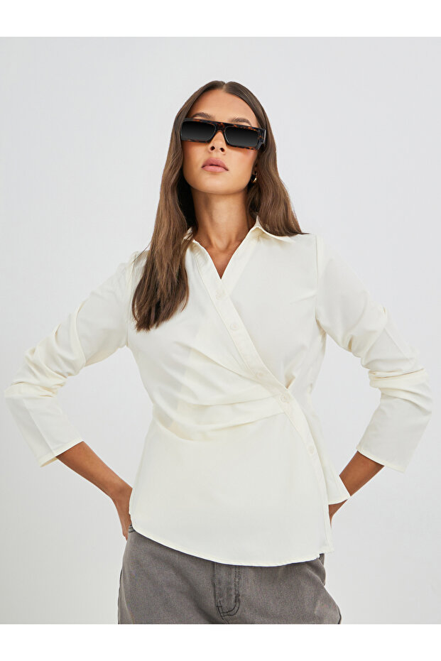 قميص سادة بأكمام طويلة - 1