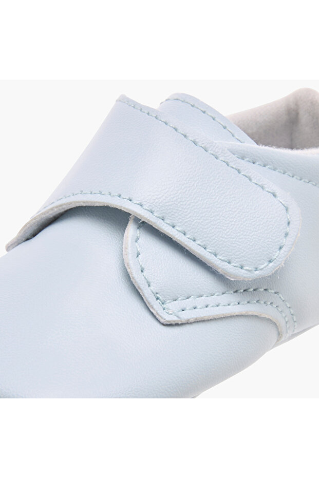 Solid Faux Leather Booties with Hook and Loop Closure - 4