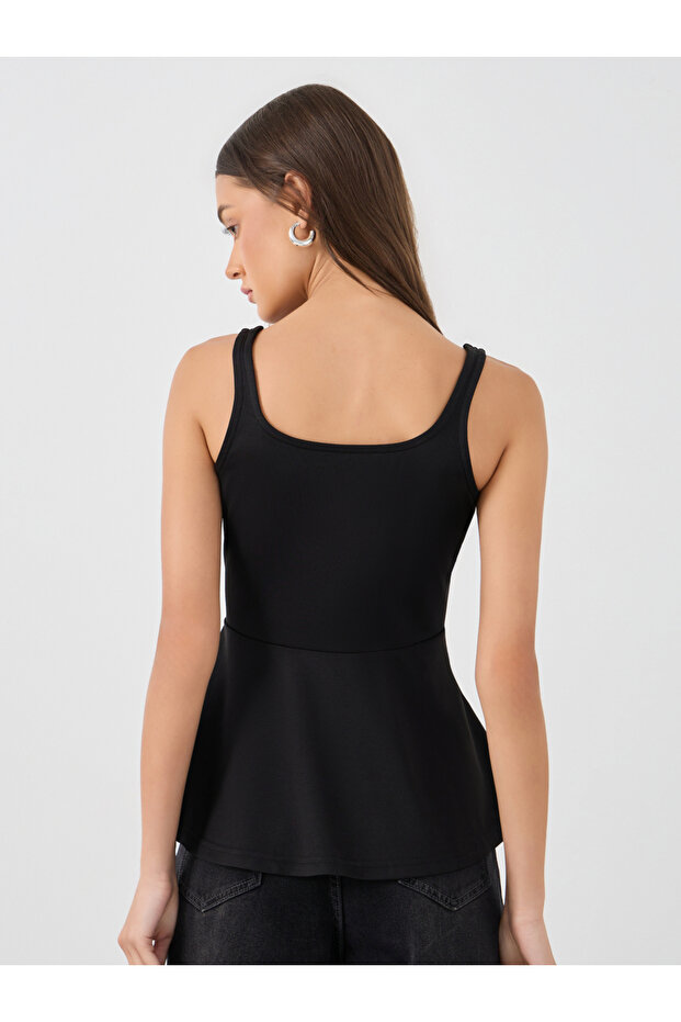 Solid Sleeveless Peplum Top - 4