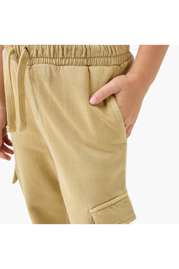 بنطال رياضي سادة مع رباط إغلاق وجيوب - 4