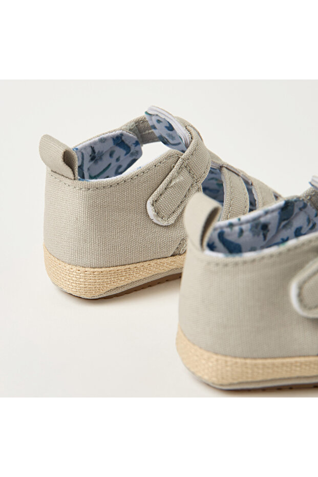 Solid Sandals with Hook and Loop Closure - 4