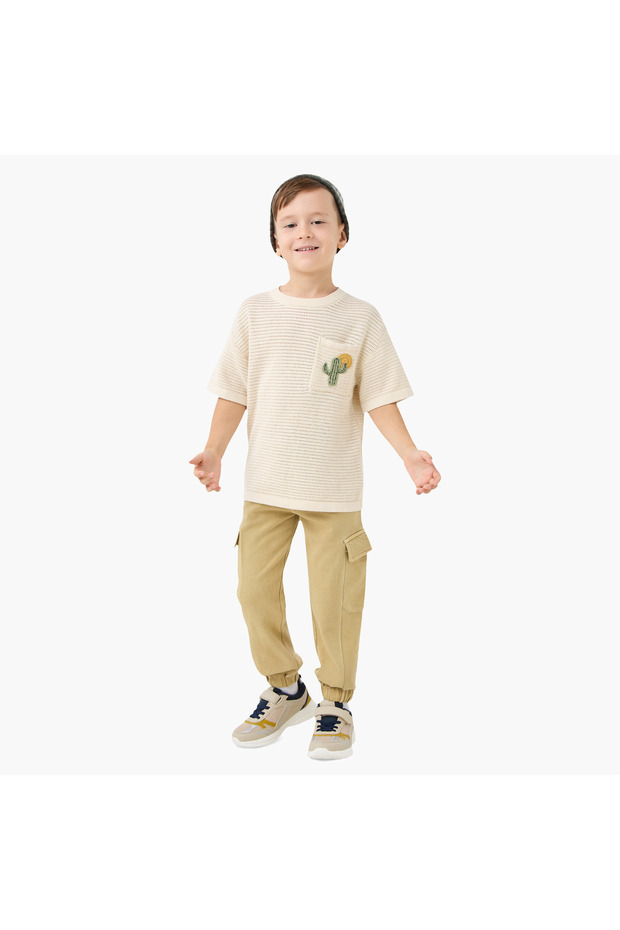 بنطال رياضي سادة مع رباط إغلاق وجيوب - 2