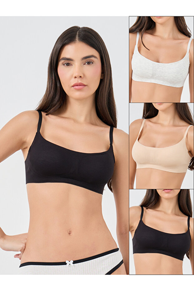 Pack of 3 - Ribbed Non-Wired Moulded T-Shirt Bra