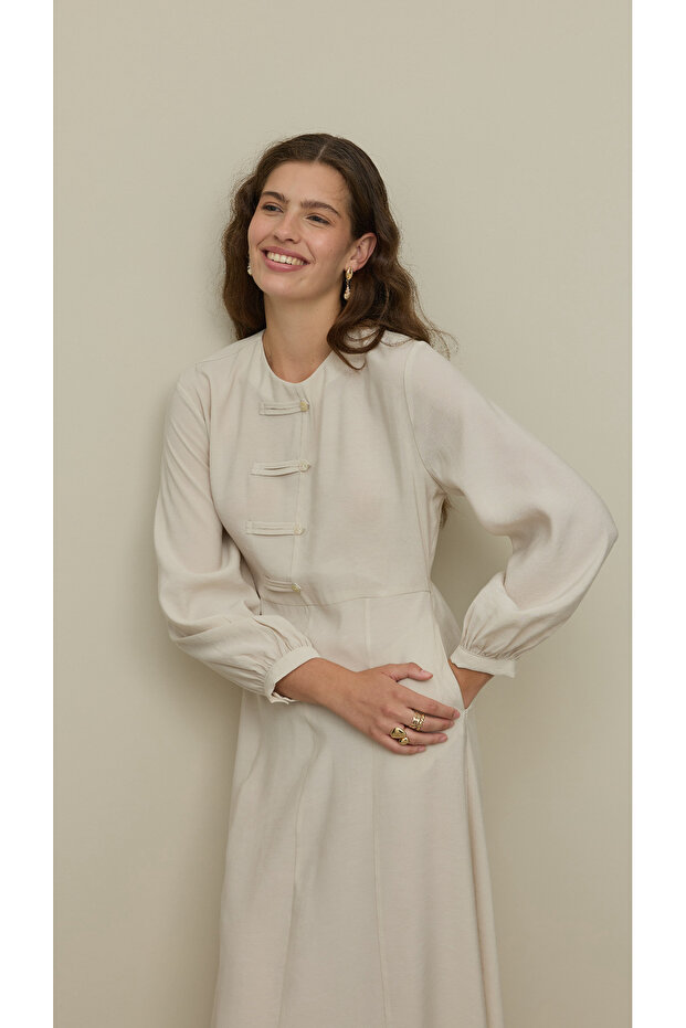 Brit Detaylı Modal Elbise Taş - 2