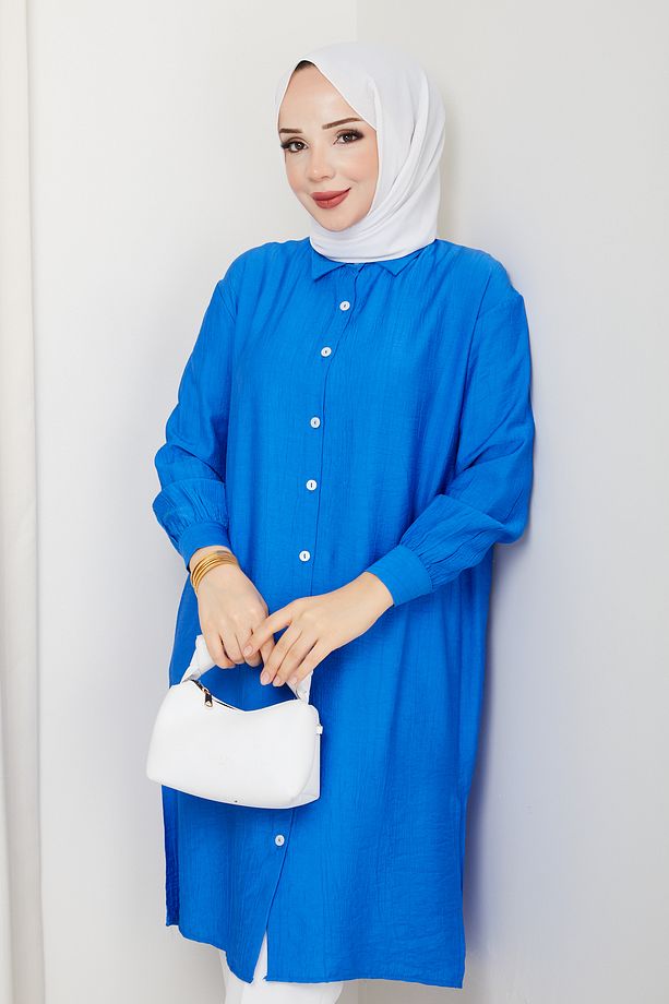 Kadın Önü Düğmeli Basic Tunik - 3