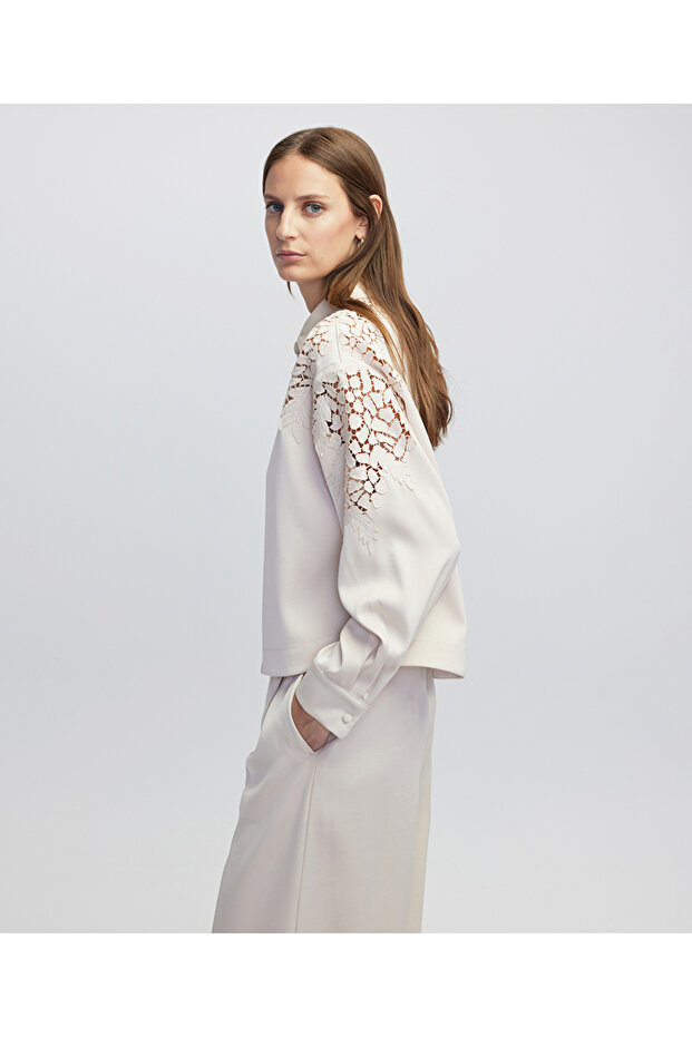 Nakış aplikeli gömlek ceket - 5