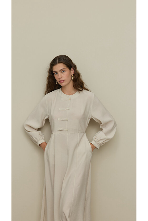 Brit Detaylı Modal Elbise Taş - 8