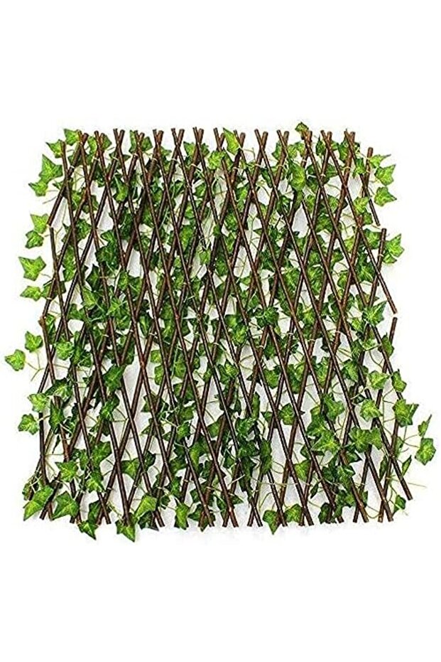 Makeup Toy Expandable Bamboo Garden Fence with Artificial Green Ivy Leaves