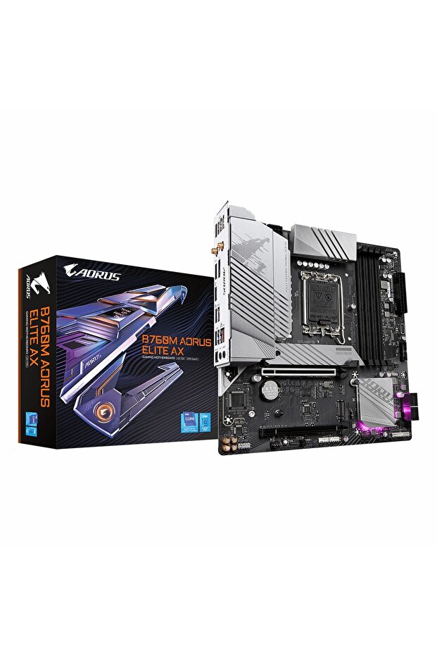 B760M Aorus Elite AX WiFi DDR5 (7800MHz)OC M.2 HDMI/DP/USB-C PCIe 4.0 1700P mATX Anakart - 1