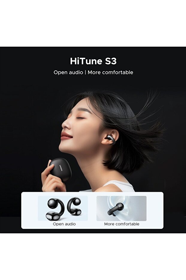 HiTune S3 Open-Ear True Wireless Earbuds, Black, WS209 - 5