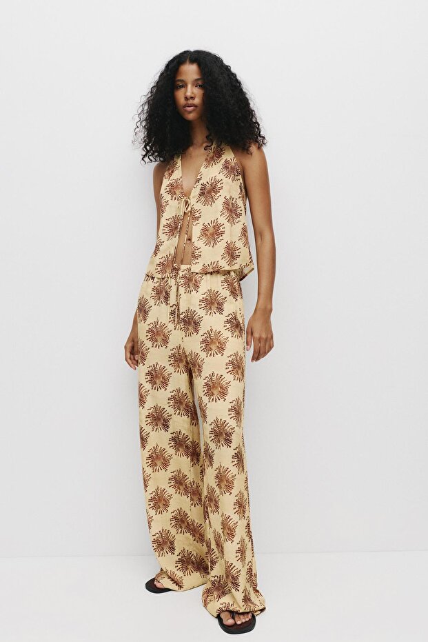 Desenli bol pantolon - 2