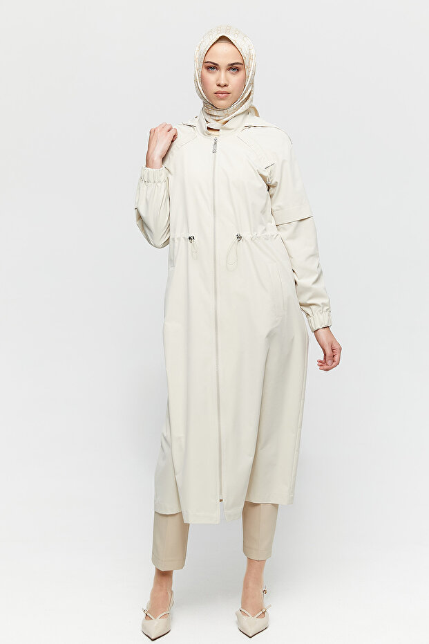 Kapüşonlu Ayarlanabilir Pardösü - 2