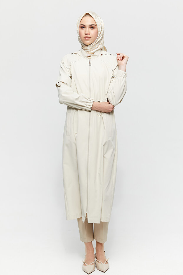 Kapüşonlu Ayarlanabilir Pardösü - 3