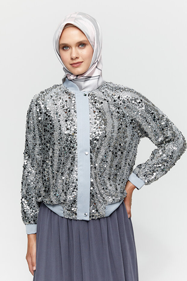 Işıltılı Bomber Ceket - 8