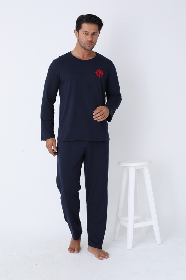 Erkek Uzun Kollu Örme Pijama Takımı - 3