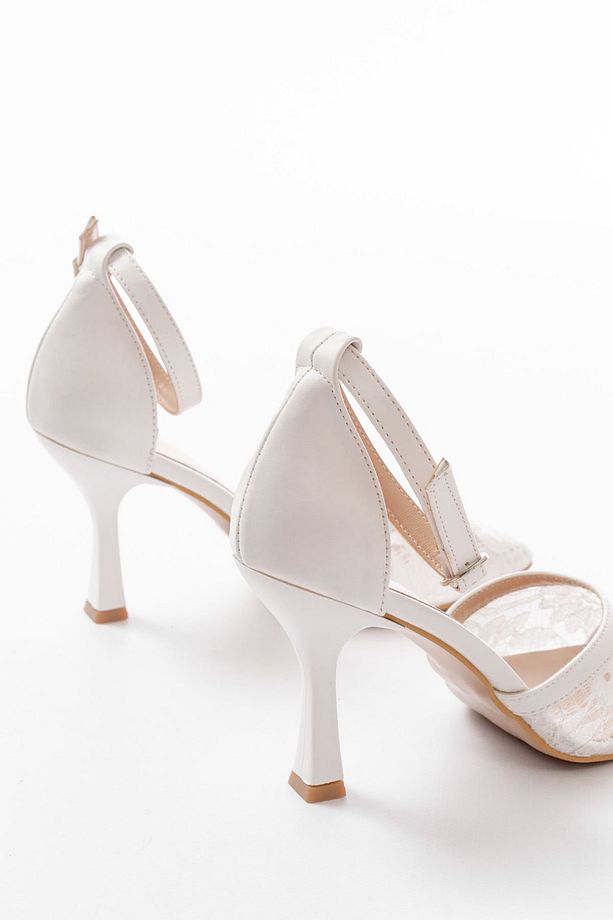 SHOES K-404 Fileli Çiçek Detaylı Kadın Topuklu Ayakkabı - 5