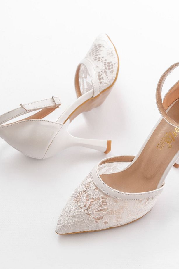 SHOES K-404 Fileli Çiçek Detaylı Kadın Topuklu Ayakkabı - 4