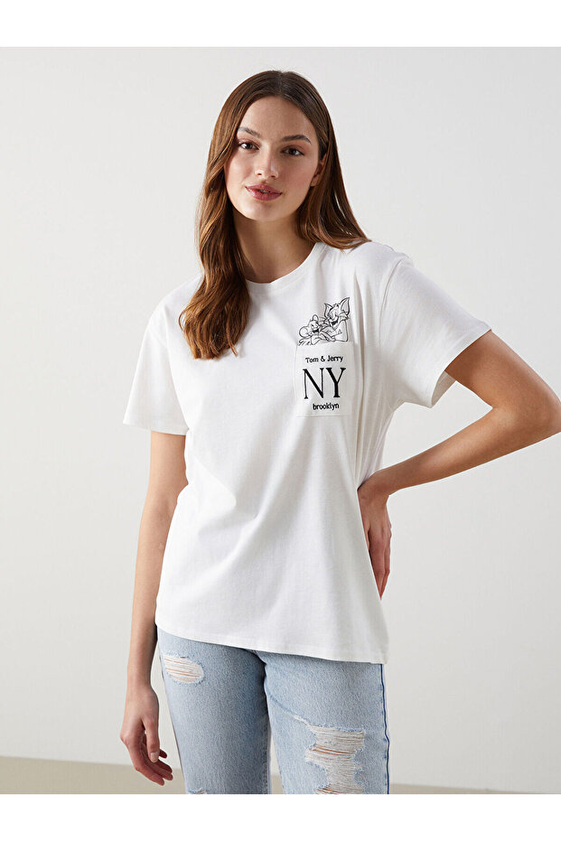 Nevavm with Difference Tom & Jerry Printed 100% Cotton Women's T-Shirt