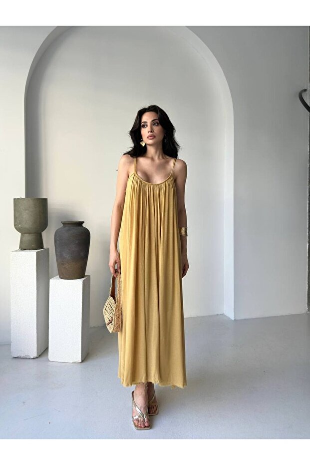 Askılı Maxi Elbise - 4