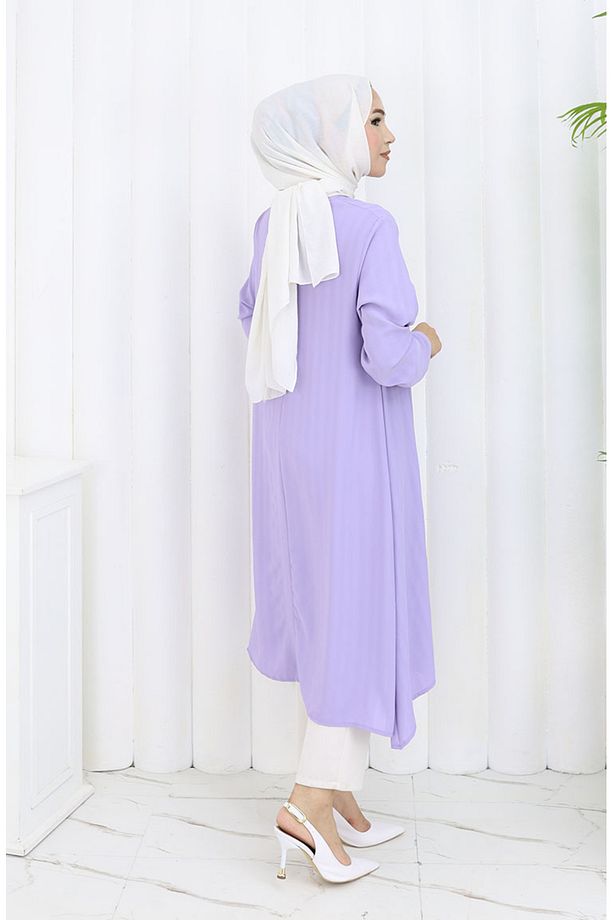 Krep Kumaş Salaş Tunik 1011-02 Lila - 5