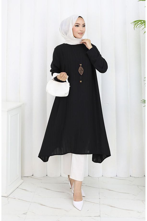 Krep Kumaş Salaş Tunik 1011-01 Siyah - 1