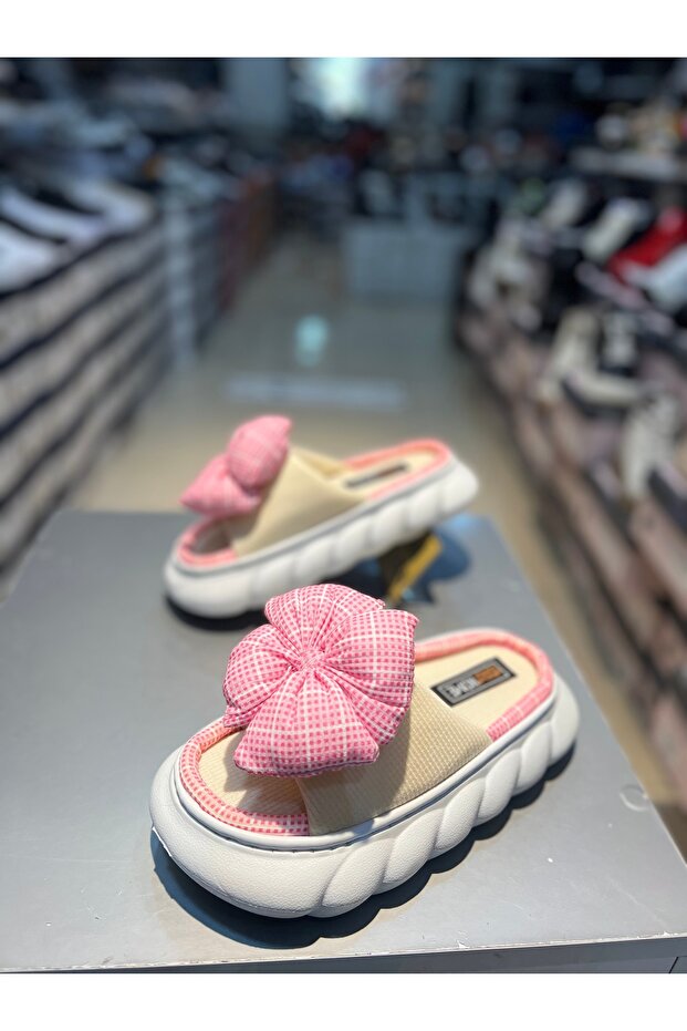 Colorful Women's Puff Slippers with Bow