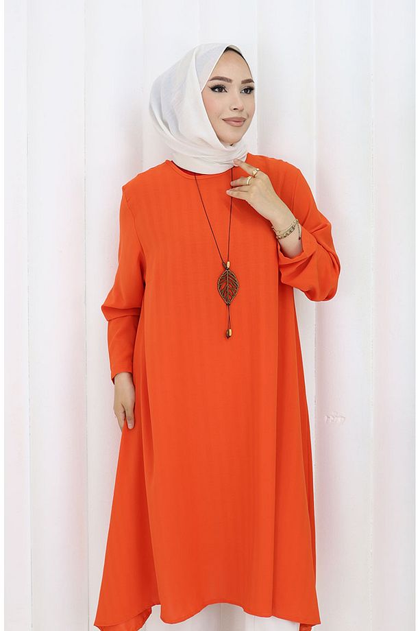 Krep Kumaş Salaş Tunik 1011-03 Kiremit - 3