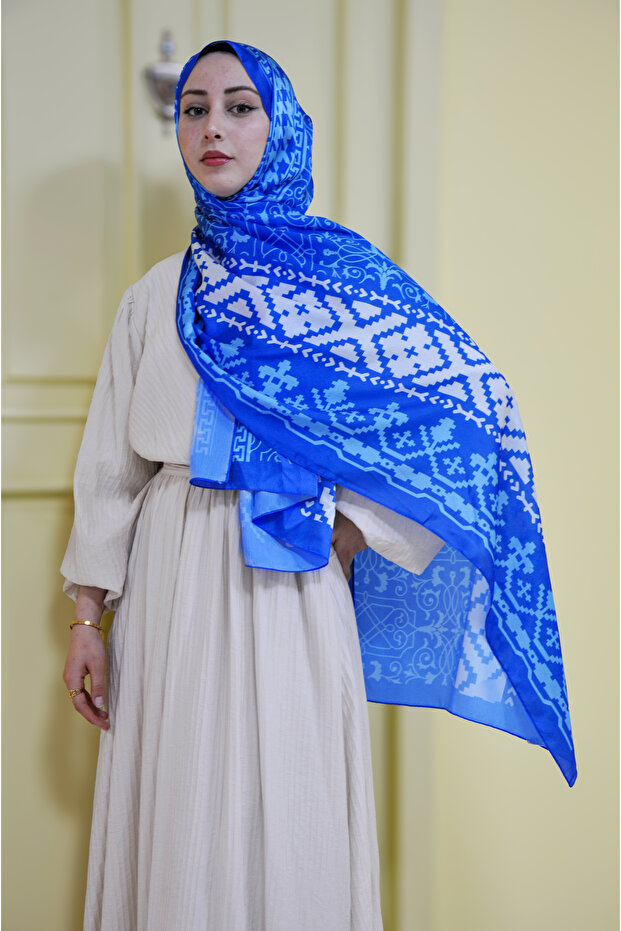 Trace Pattern Janjan Silk Shawl - 1