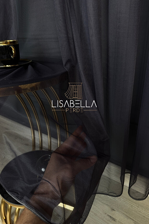 Pure Elegans Dark Anthracite Color (1X3 Pleated Stitched) Original Heavy Gramage Tulle Curtain